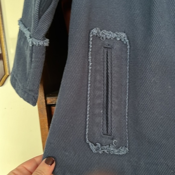 SIMPLY VERA by Vera Wang Navy Blue Thin Wale Corduroy Collarless Jkt, Small, GUC - Picture 7 of 12